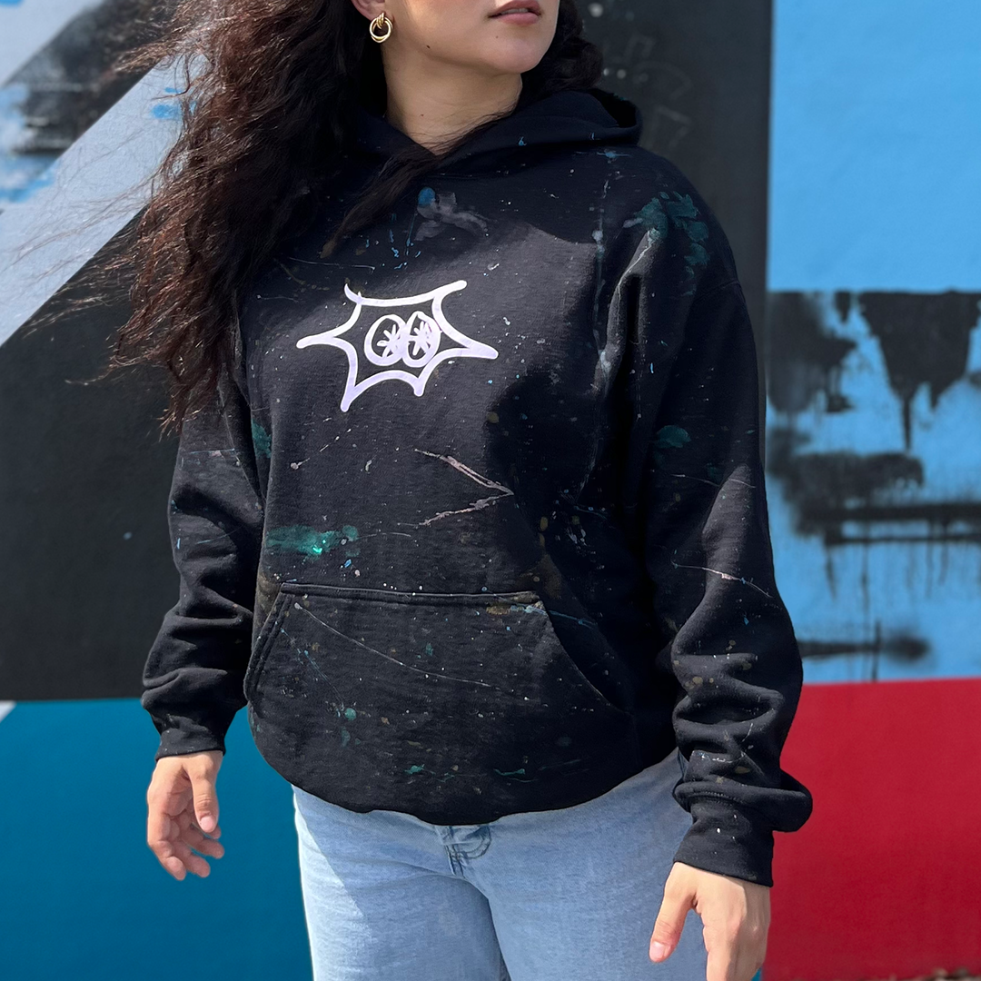 View jbluery latest murals, sculptures, and art projects! Shop now and purchase this hoodie from launch v1! Black featuring moonstone lilac astro is hand-painted by jbluery! First come first served! Model: Amanda O'Connor